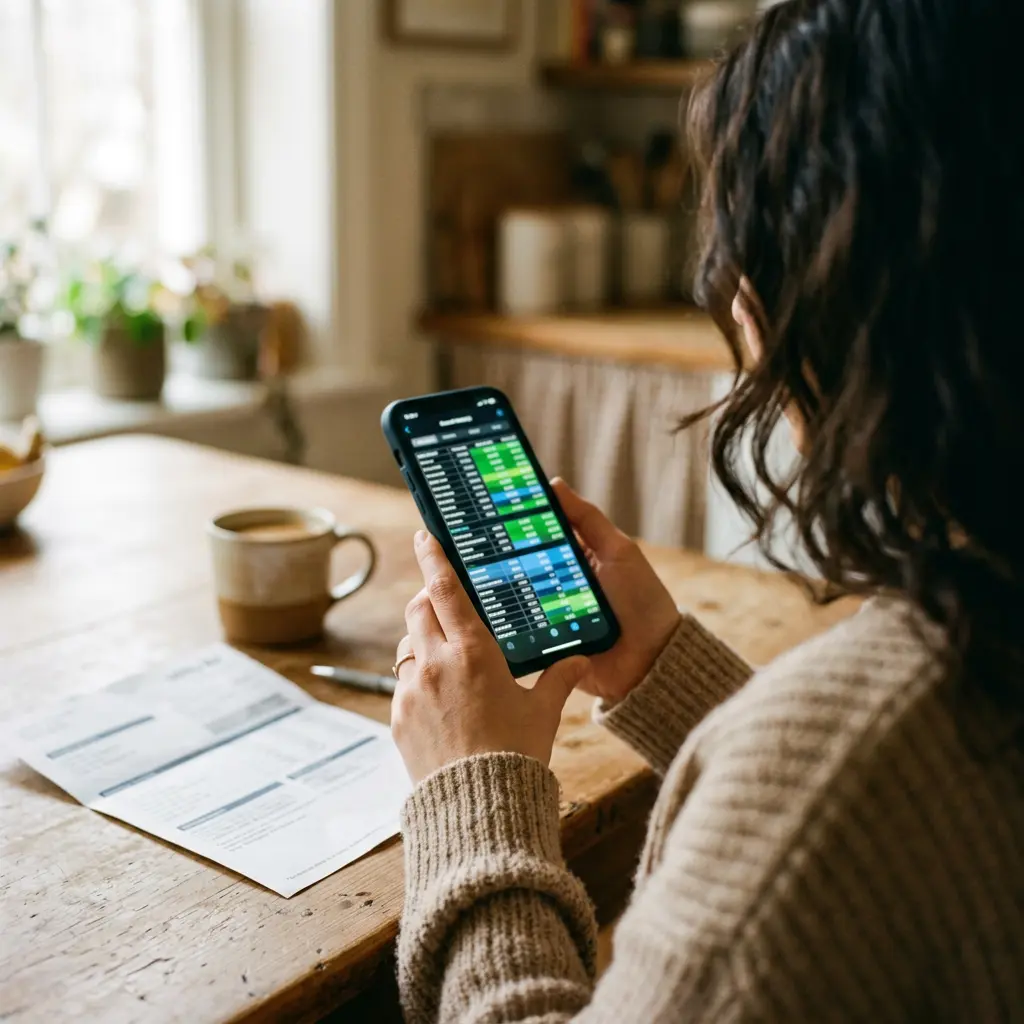 An Australian consumer taking a call at home